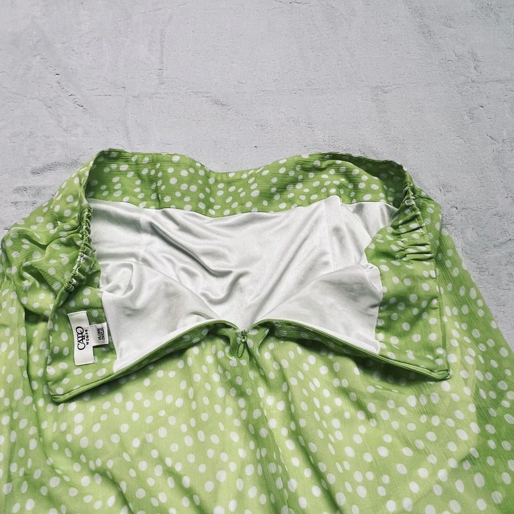 Cato Woman Polka Dot Plus Size Midi Skirt 14/16W Green Polyester Ruffle‎ Hem